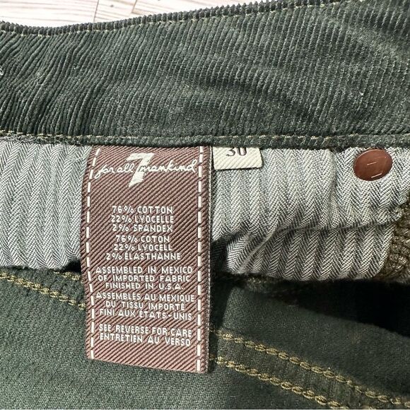 7 FOR ALL MANKIND‎ DARK FOREST GREEN CORDUROY SKINNY PANTS 30 - Picture 5 of 14
